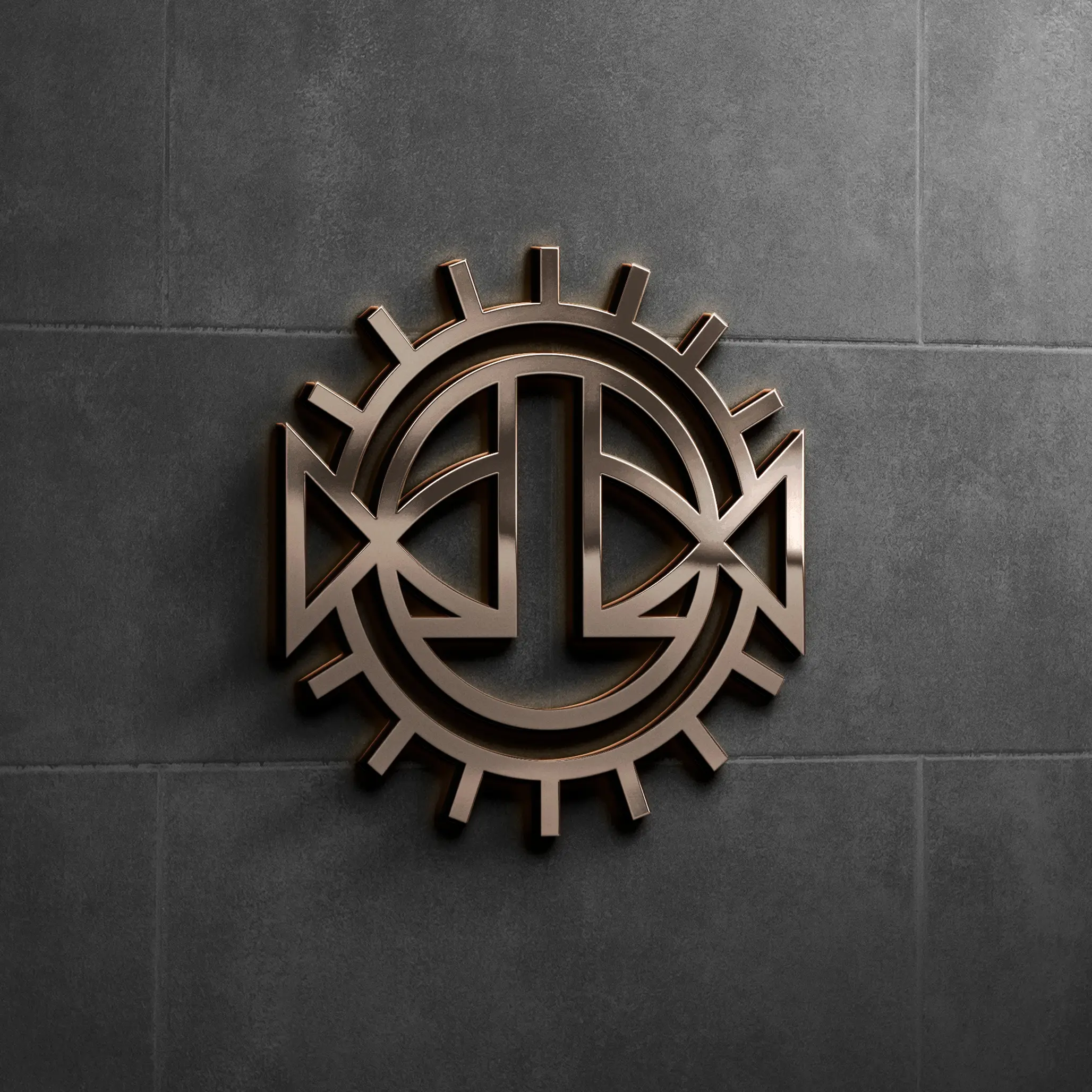 Lelapa icon logo made into a 3D symbol placed on a wall